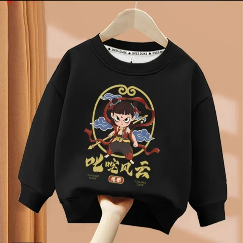 叱咤风云趣味文字卫衣圆领长袖男童女童儿童春季