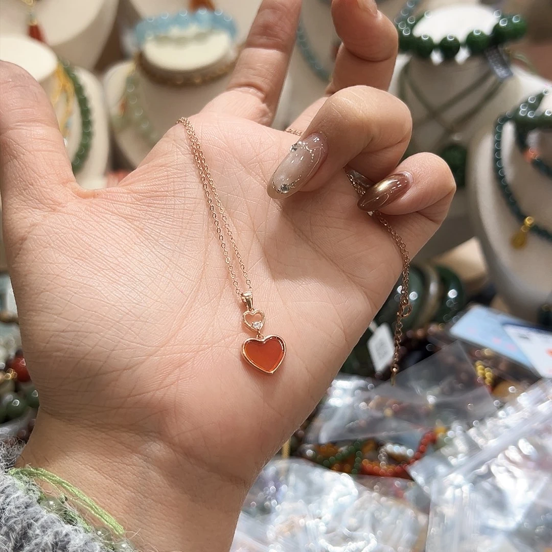 银S925镀金镶嵌颈饰玛瑙/玉髓婧*