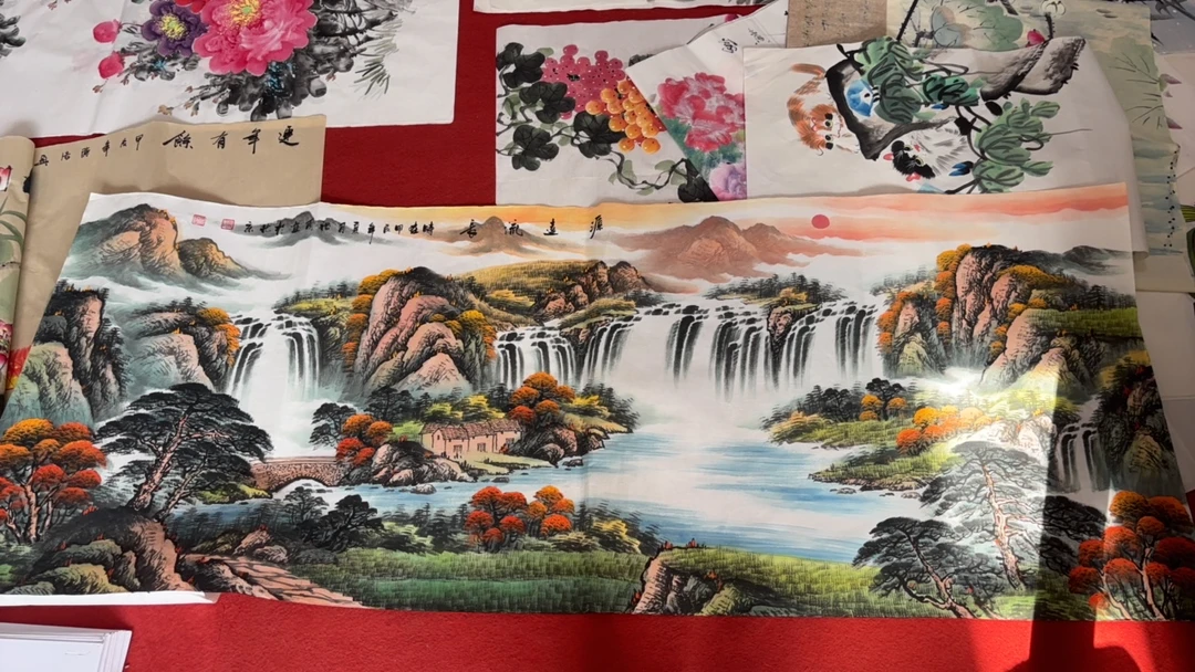 源远流长横幅小六尺山水画