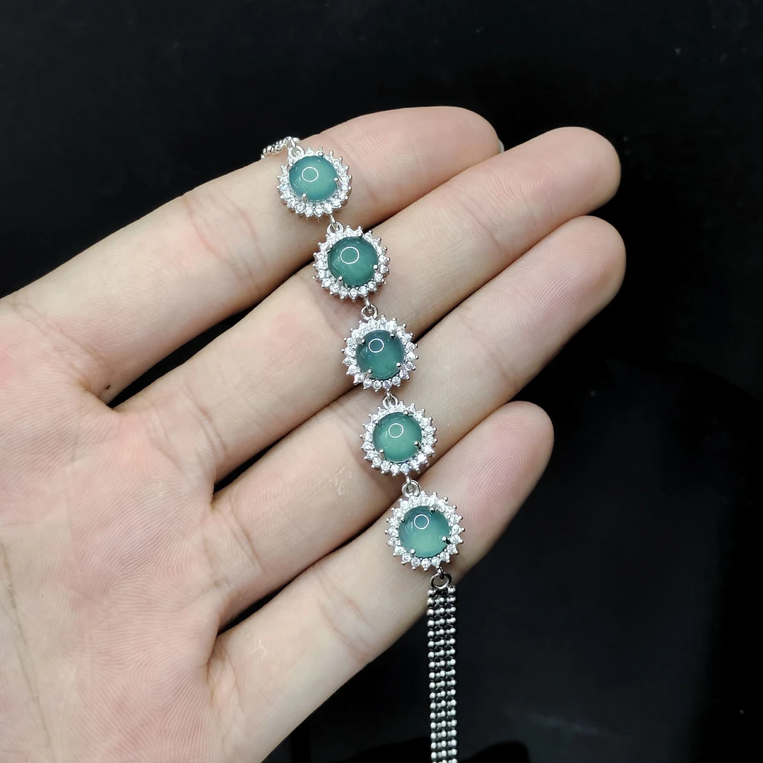 【老三珠宝】翡翠蛋面手链HA35【多样性发其一】约6mm