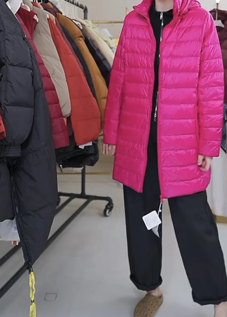冬季上新110连帽可拆卸设计纯色显瘦保暖羽绒服