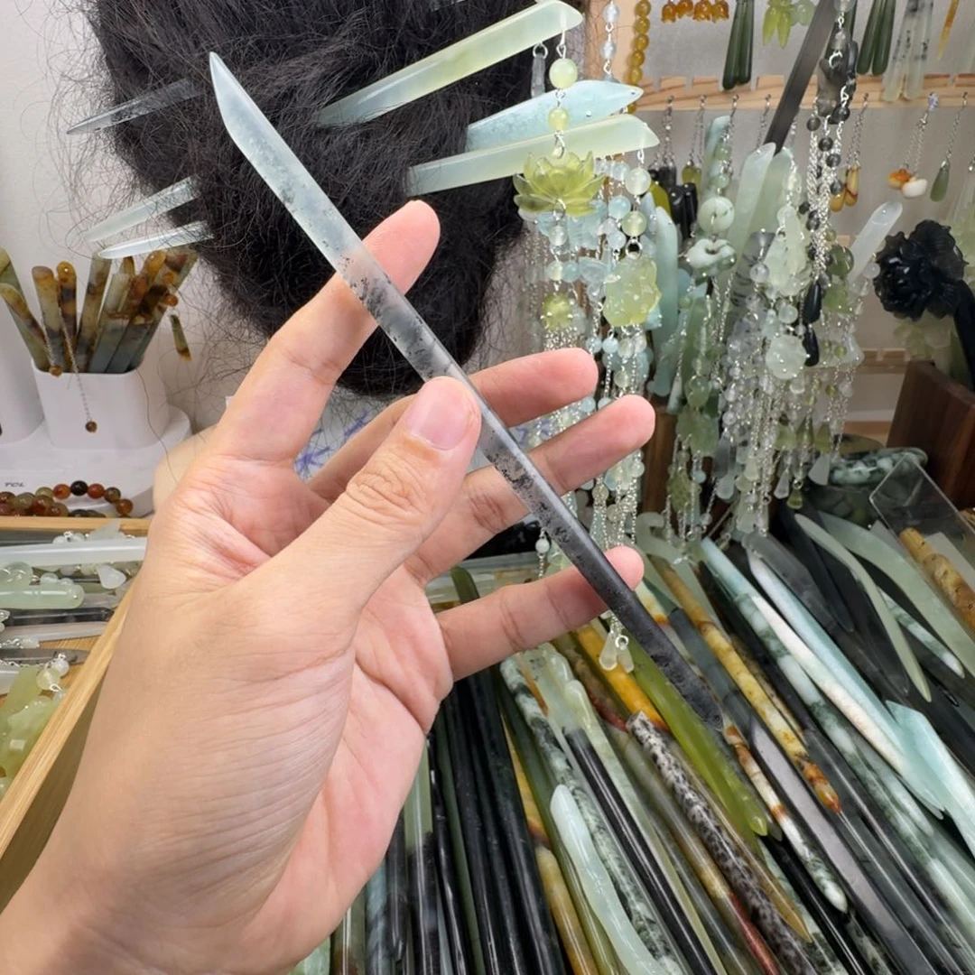 蛇纹石玉合金发饰