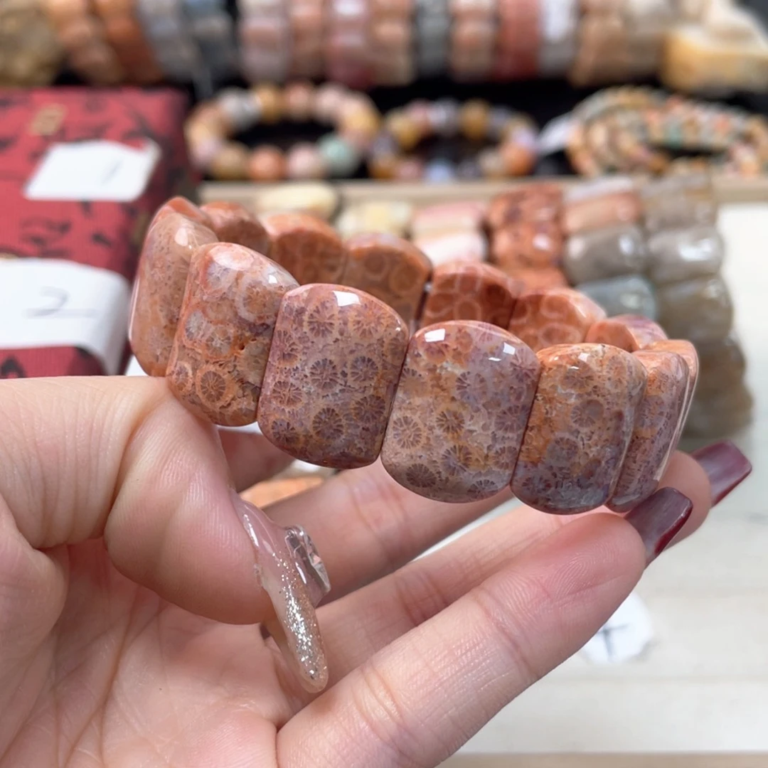 硅化珊瑚（珊瑚玉）手链未镶嵌黑*喵560