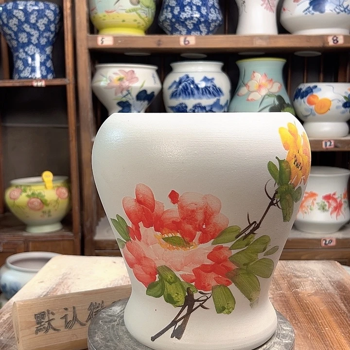 陶鱼尾牡丹陶瓷陶瓷