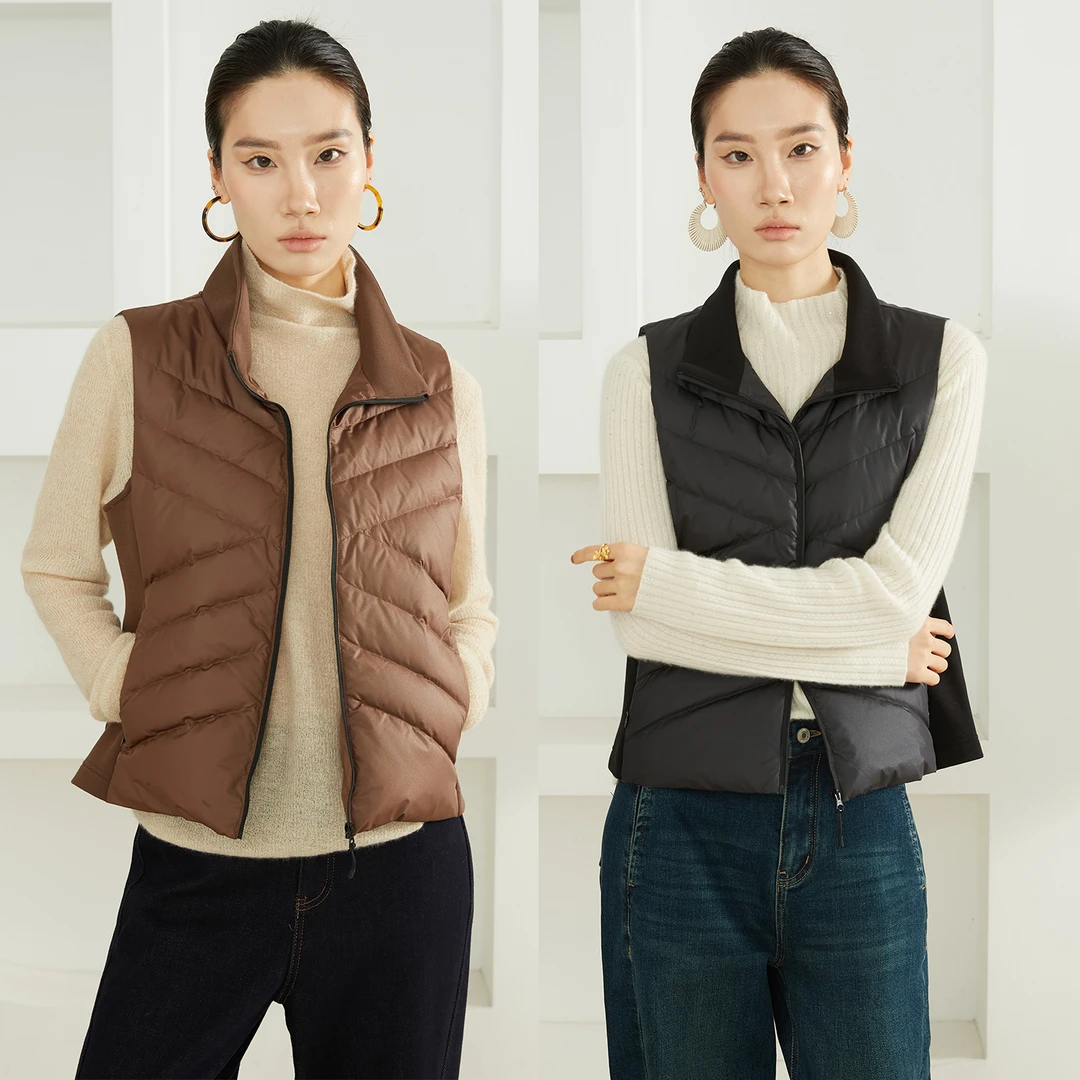 SILVIYE95波兰进口白鹅绒羽绒复古保暖羽绒马甲鹅绒外套冬YR52003