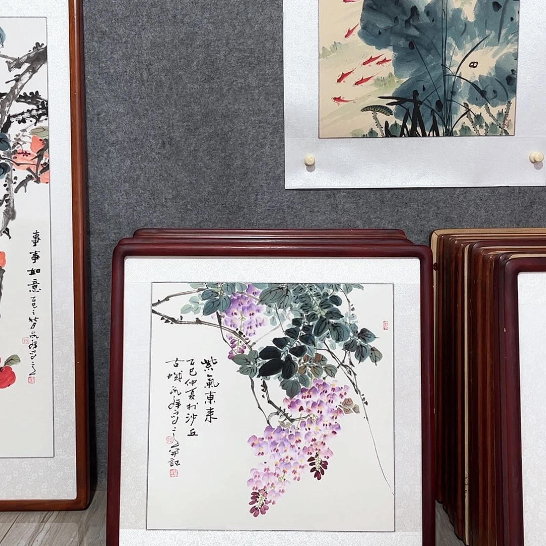 国画书画作品带框63×63