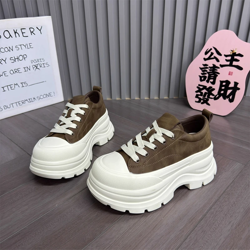 小个子增高厚底休闲运动鞋女2025秋冬新款英伦风轻便百搭松糕鞋子