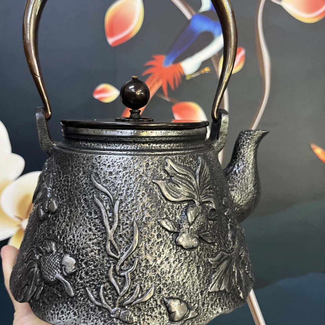 日本回流砂铁壶煮茶壶铸铁泡茶壶烧水壶金鱼款铁瓶 1-L以上
