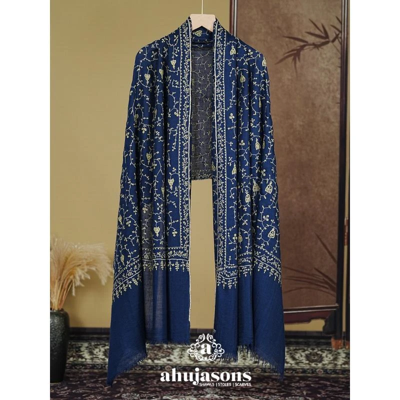 克什米尔pashmina披肩围巾藤蔓绣 100*200 60054-25