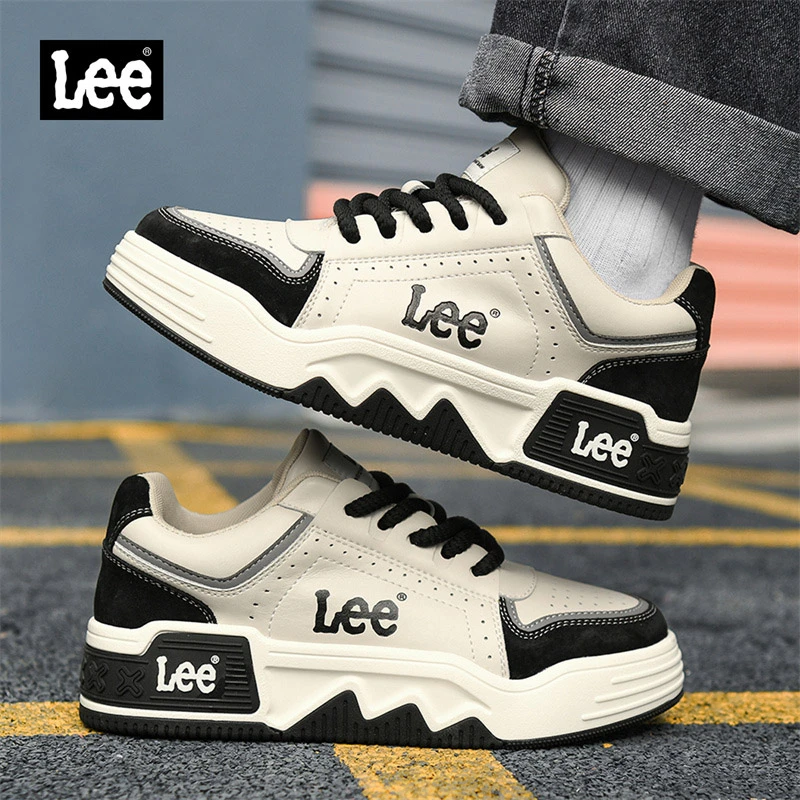 Lee鞋子男鞋2025新款春季潮牌高级感厚底休闲鞋真皮运动板鞋男款