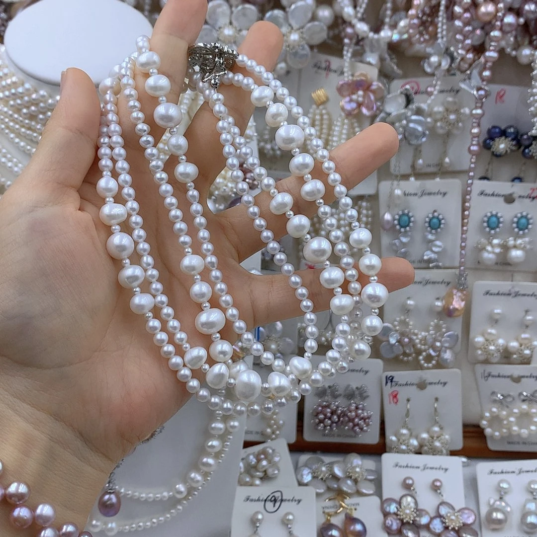 红***梗淡水珍珠银S925镶嵌项链耳饰