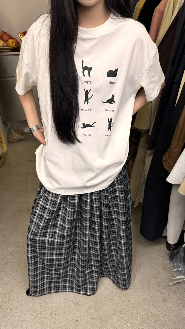 about ins（88071#库）垂感韩系百搭格纹半裙 kc