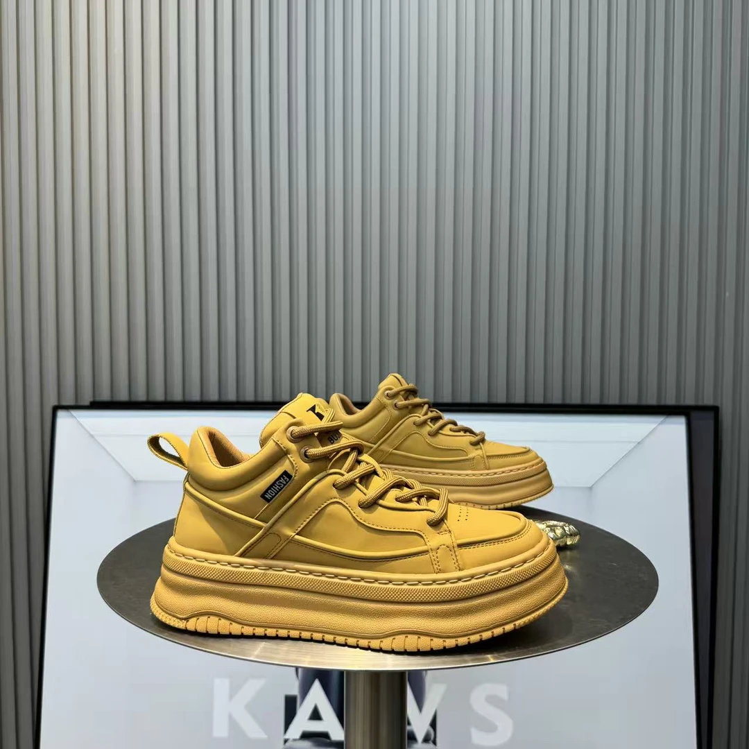 潮流厚底时尚休闲鞋男士增高纯色秋冬小白鞋