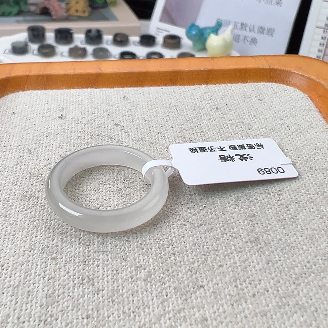和田玉（糖玉）未镶嵌戒指Z5白月光细条17.9