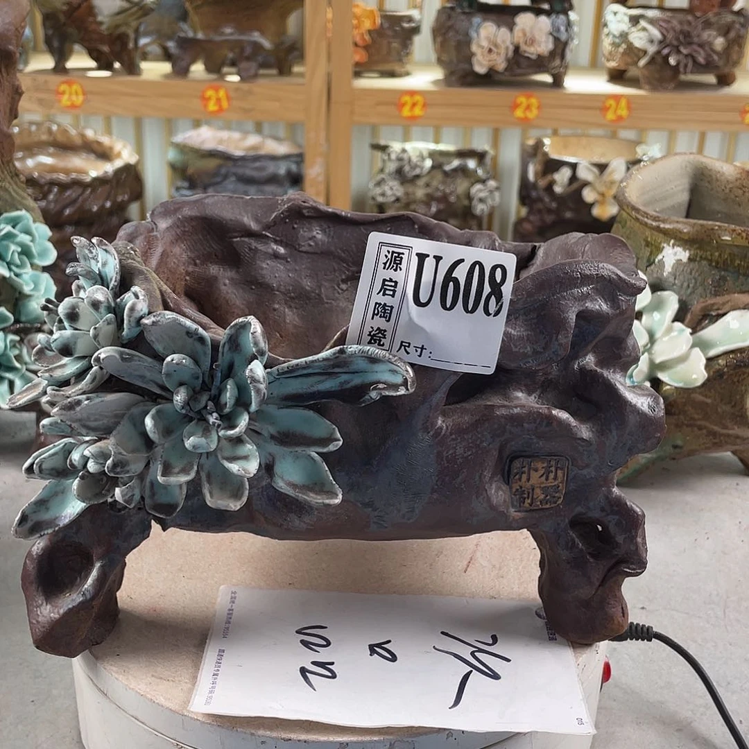 紫砂花盆景德镇陶瓷花盆608