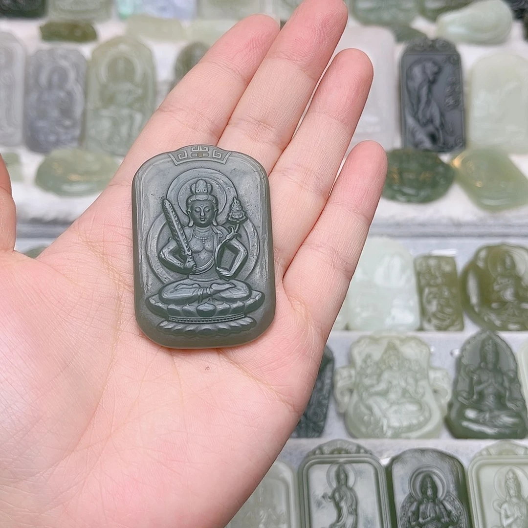 和田玉未镶嵌颈饰木***木