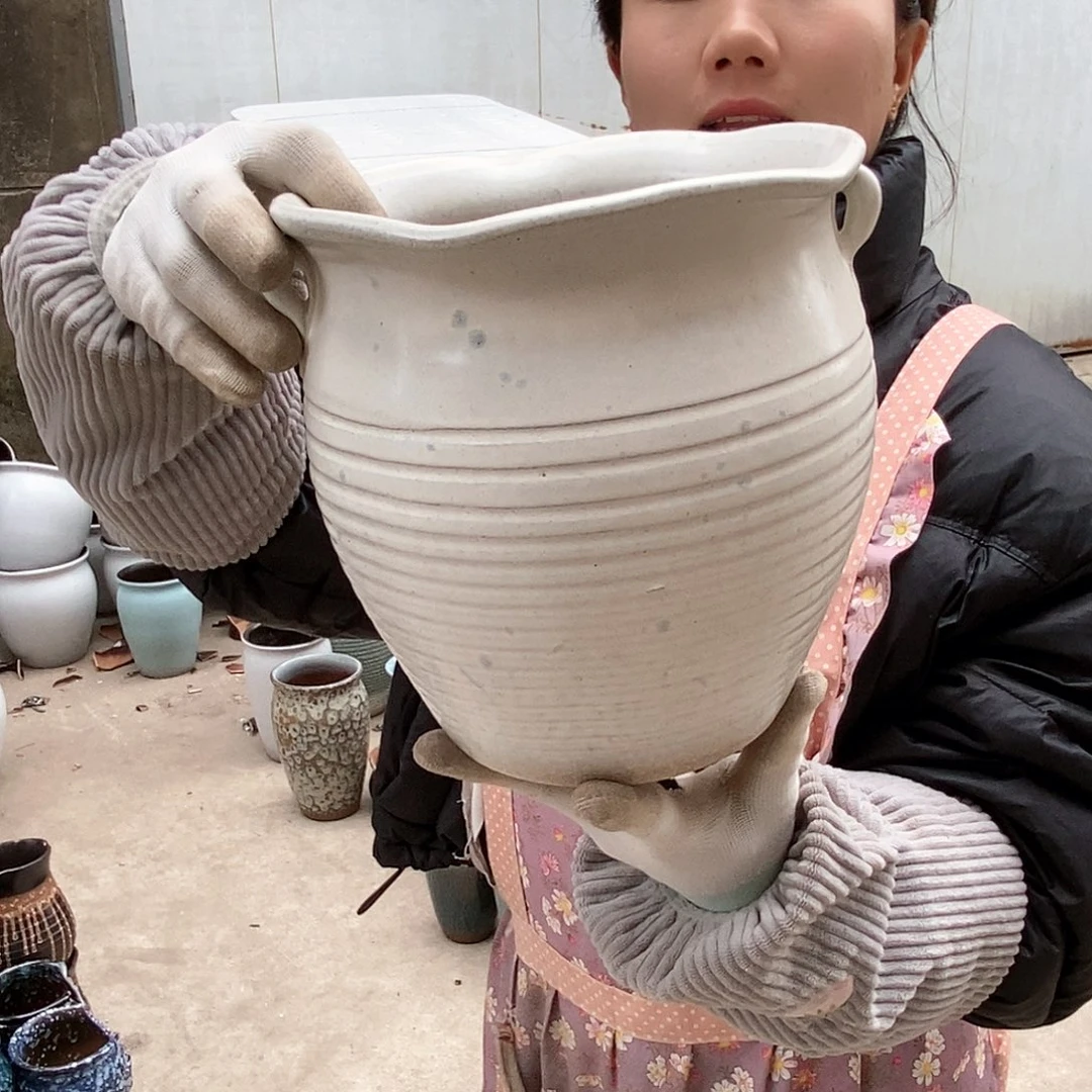 紫砂花盆瑕疵口19高19