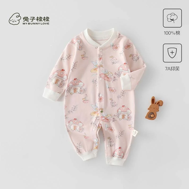 婴儿连体衣春秋纯棉无骨宝宝爬服哈衣睡衣家居服新生儿衣服A类1岁