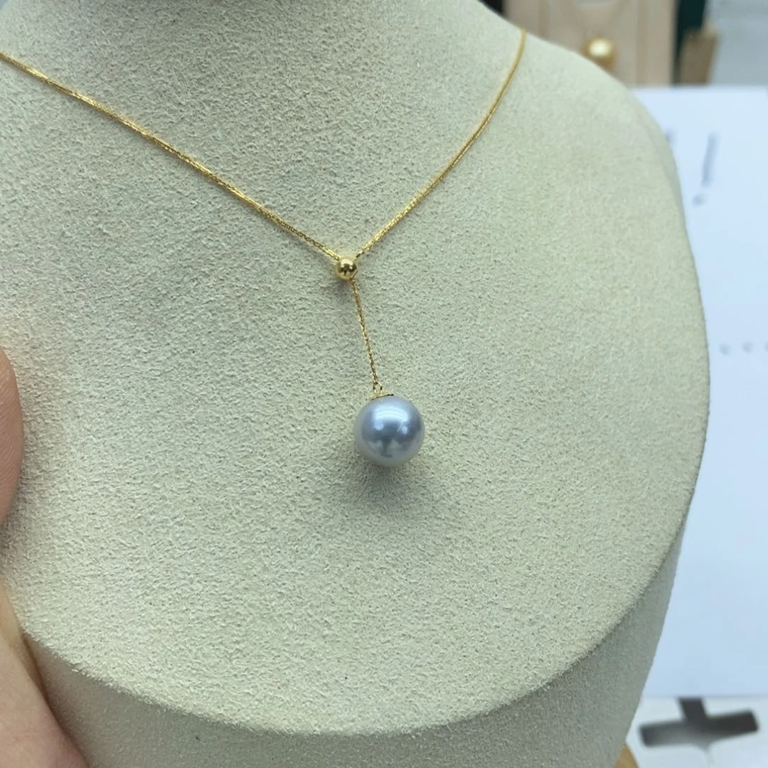 颈饰18K金镶嵌海水珍珠8-9