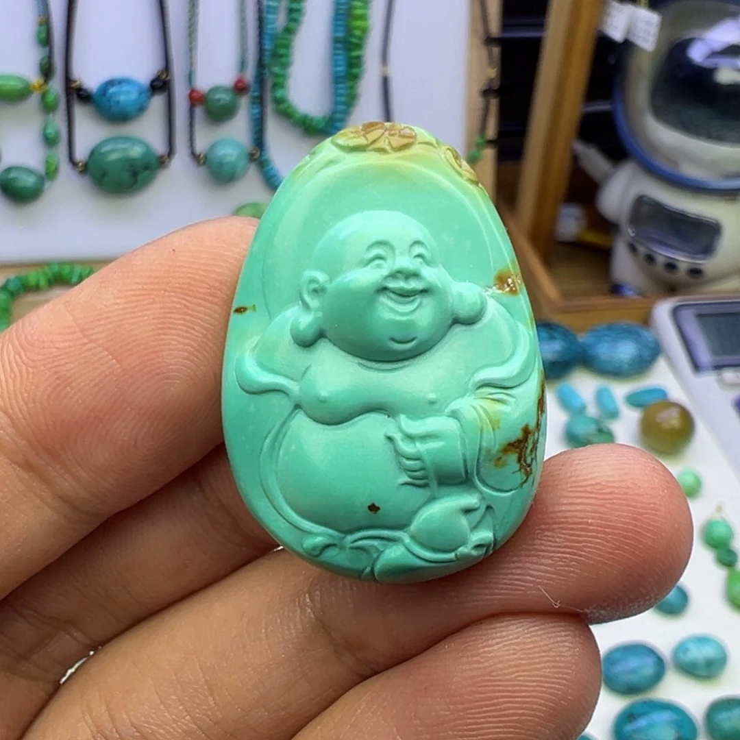 云盖高瓷蓝玉化弥勒佛