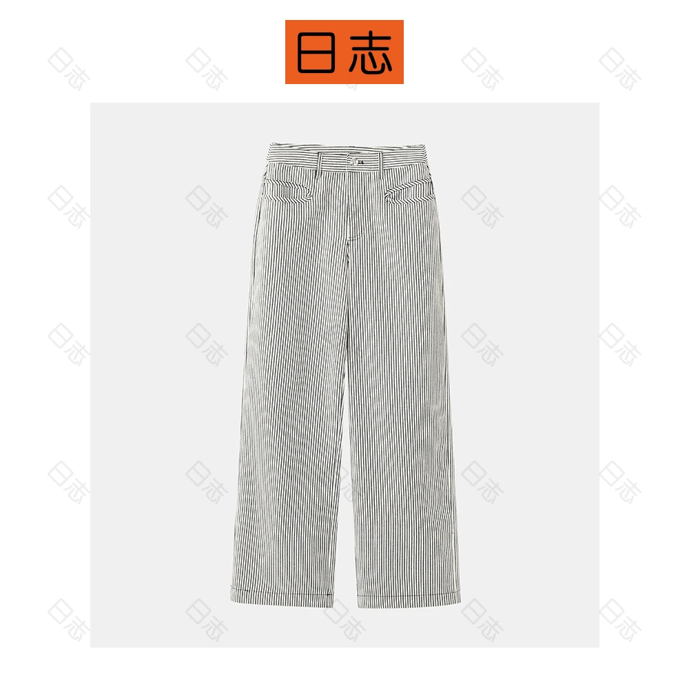 PIPO【破】【现货】女式时尚条纹休闲裤直筒设计师宽松长裤DD32P101