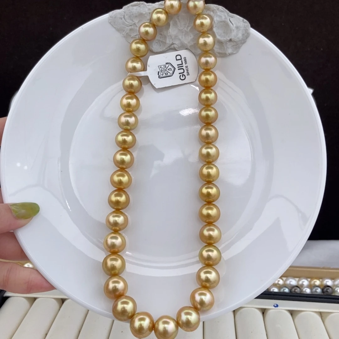 项链银S925镶嵌海水珍珠10-13/36颗