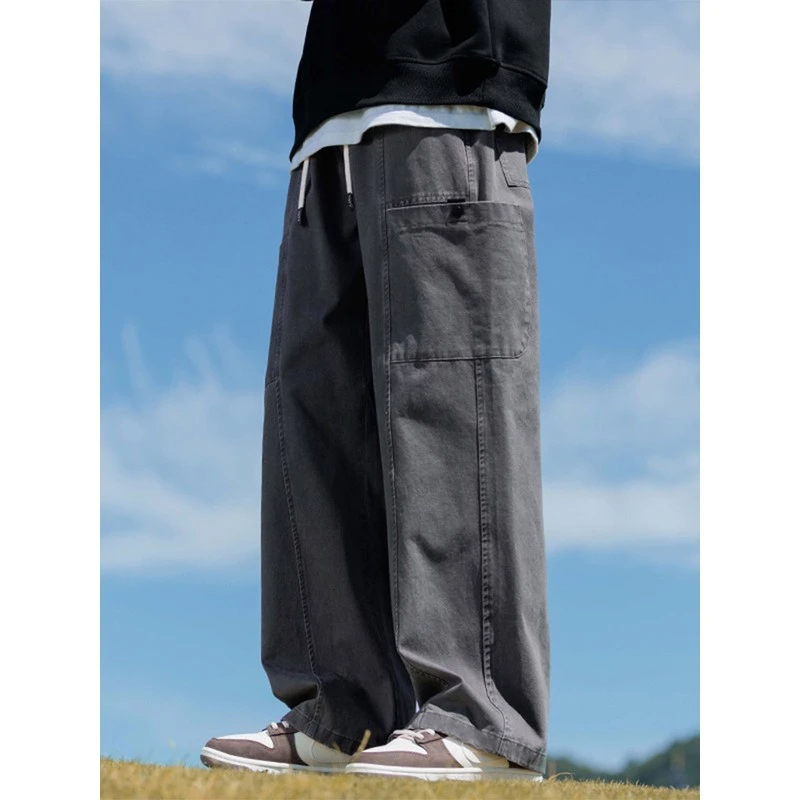 春秋季新款工装长裤子男生青少年学生直筒纯棉运动休闲裤男装士潮
