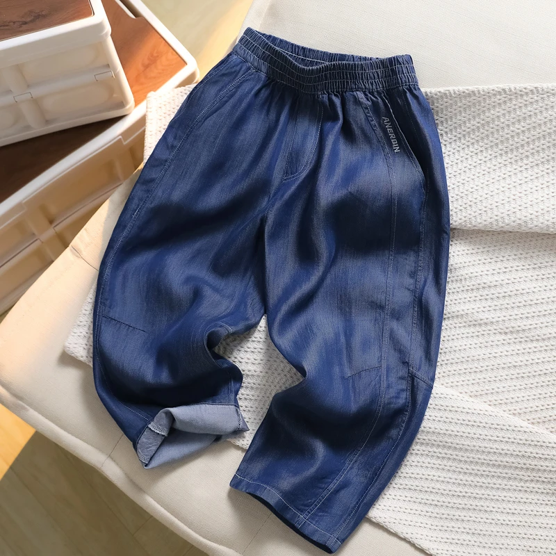 男童夏季新款薄款天丝牛仔裤中大童休闲时尚百搭潮流长裤6023