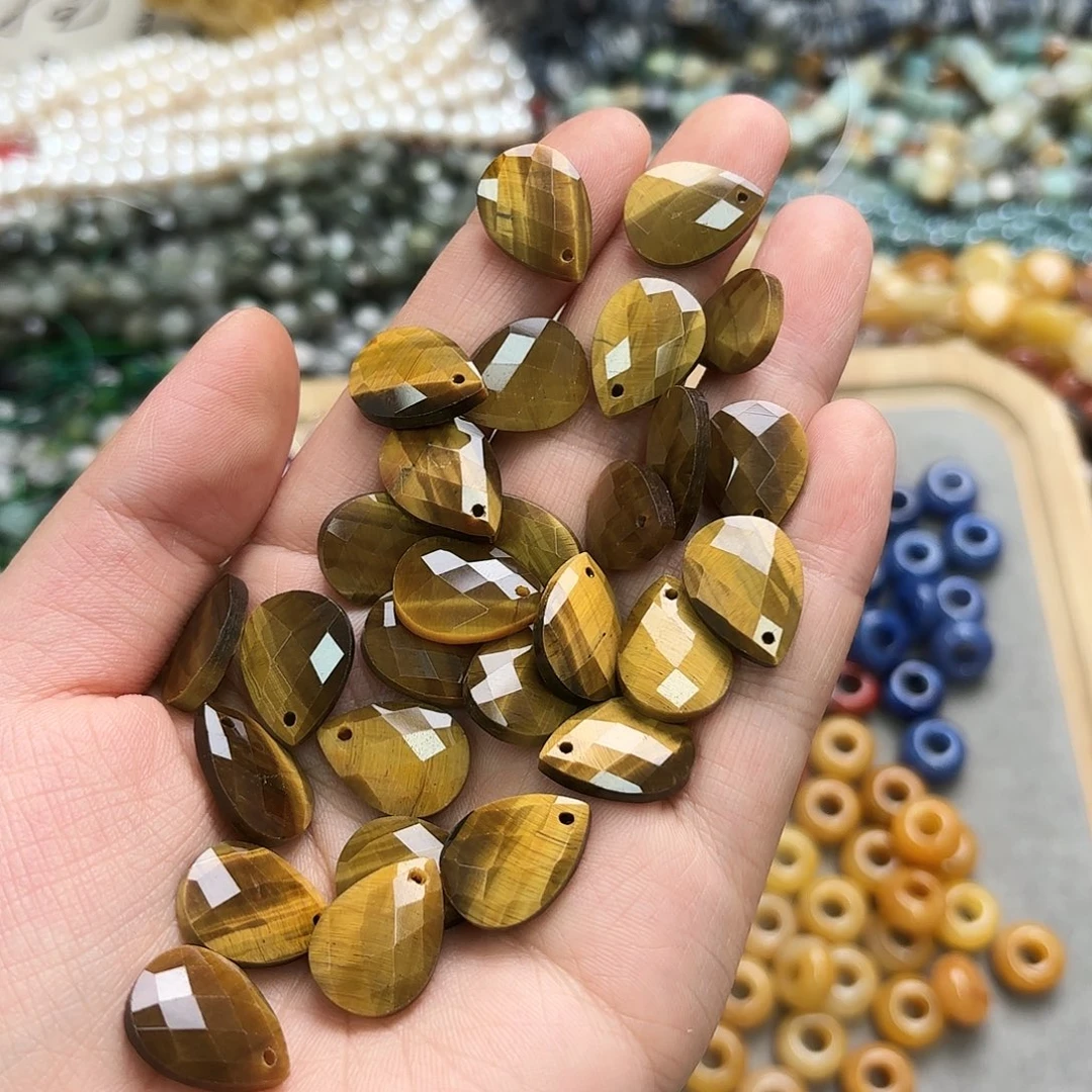 玛瑙/玉髓未镶嵌珠宝半成品13×18虎眼水滴切2颗