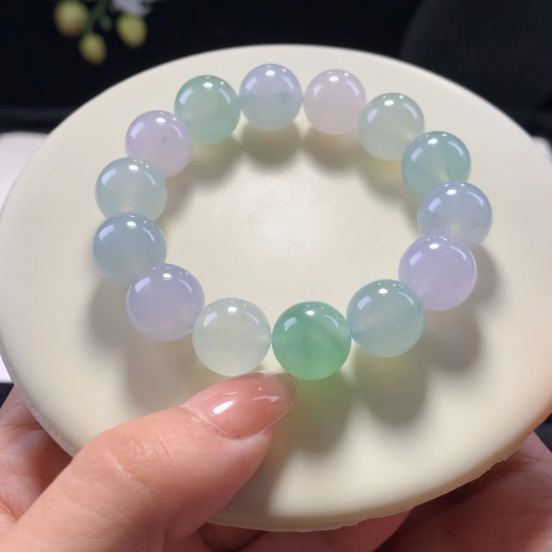 翡翠未镶嵌手串卡13冰胶果冻串