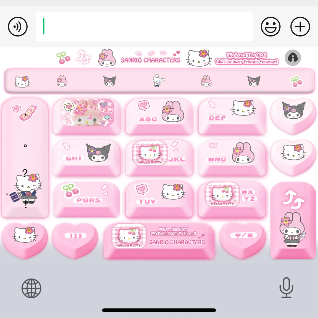 爱心三丽鸥/ios苹果安卓百度输入法皮肤键盘白肚皮双色
