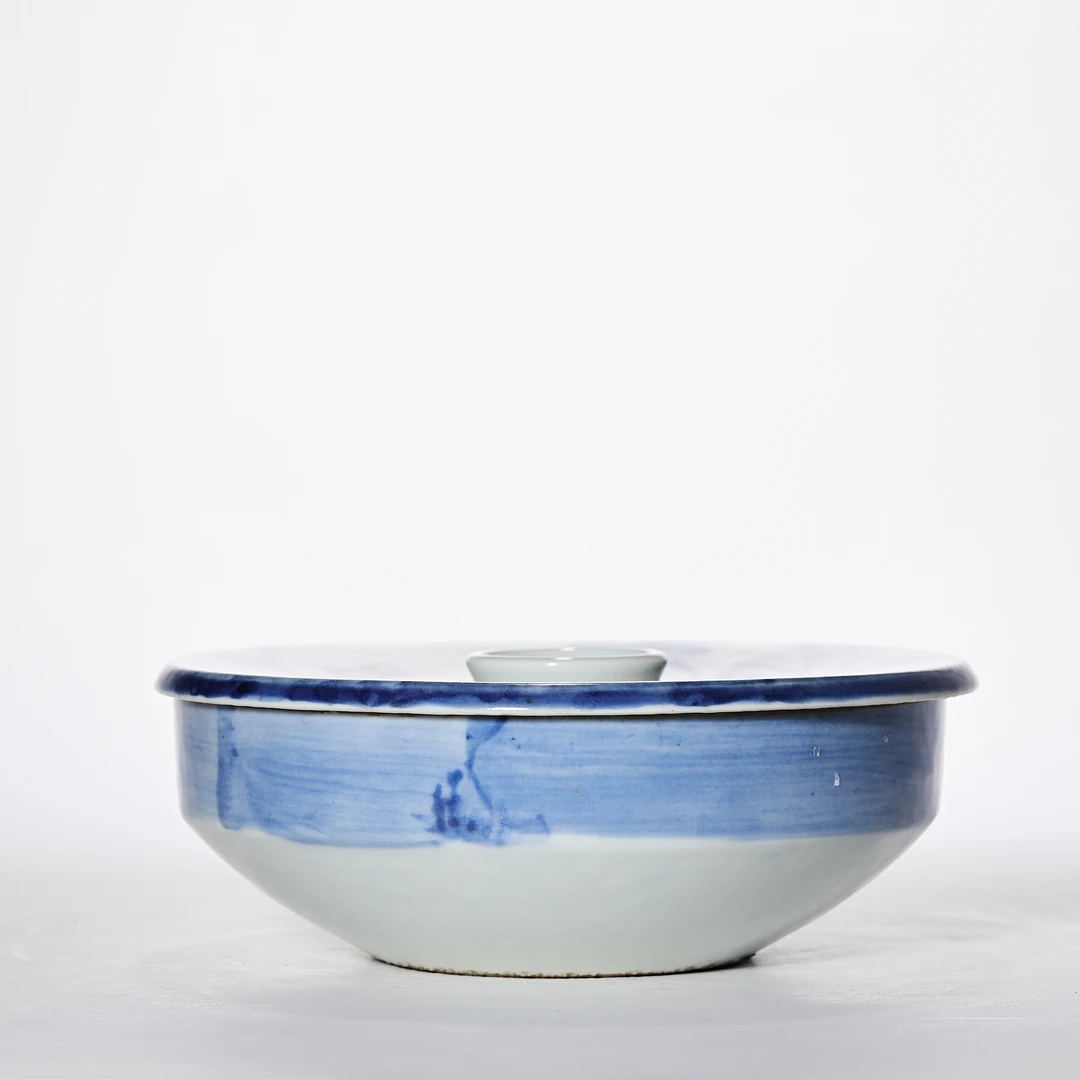 【预展专用防拍】2565明晚期·青花柳荫双骏图大盖碗【古董拍卖】
