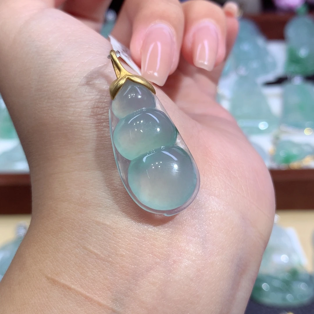 翡翠18K金镶嵌吊坠(不含链)