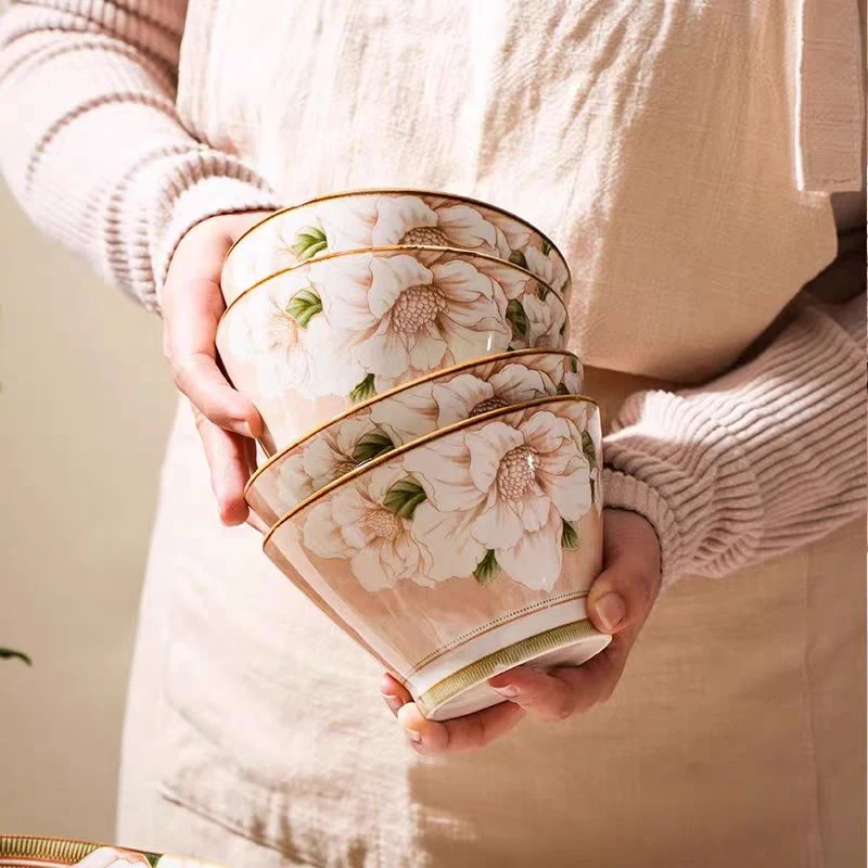 5英寸山茶花斗笠碗6个装