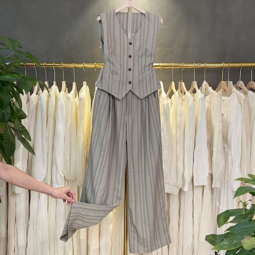 K2212夏季设计师背心西装套装休闲风时尚套装