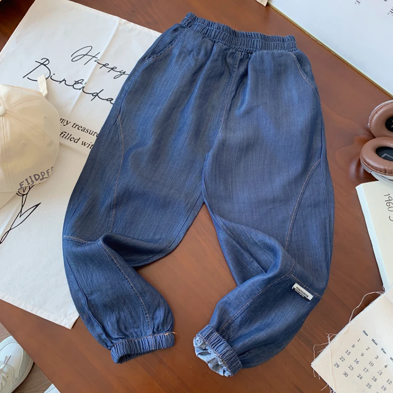 男童牛仔裤夏季新款轻薄透气儿童裤子男孩休闲宽松百搭长裤防蚊裤