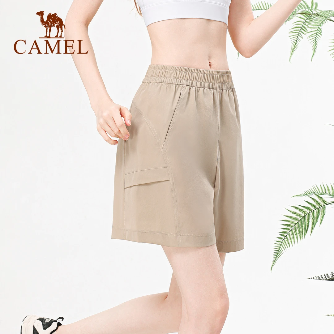 骆驼休闲短裤春季女款清爽透气短款健身裤子时尚宽松显瘦运动短裤