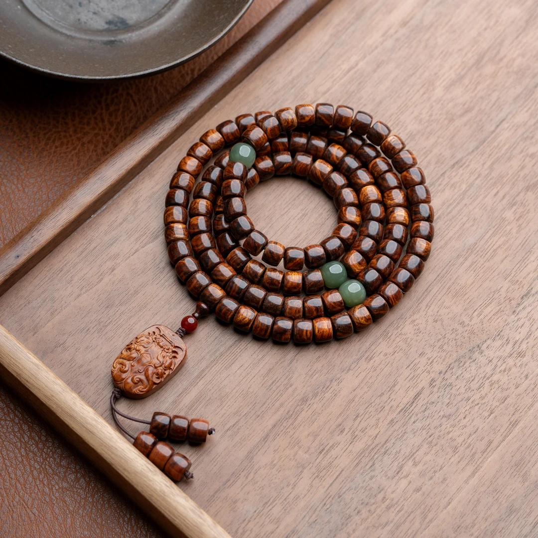 XIANYUAN/仙源海南黄花梨7*9mm*108颗虎皮纹直切珠多圈手串