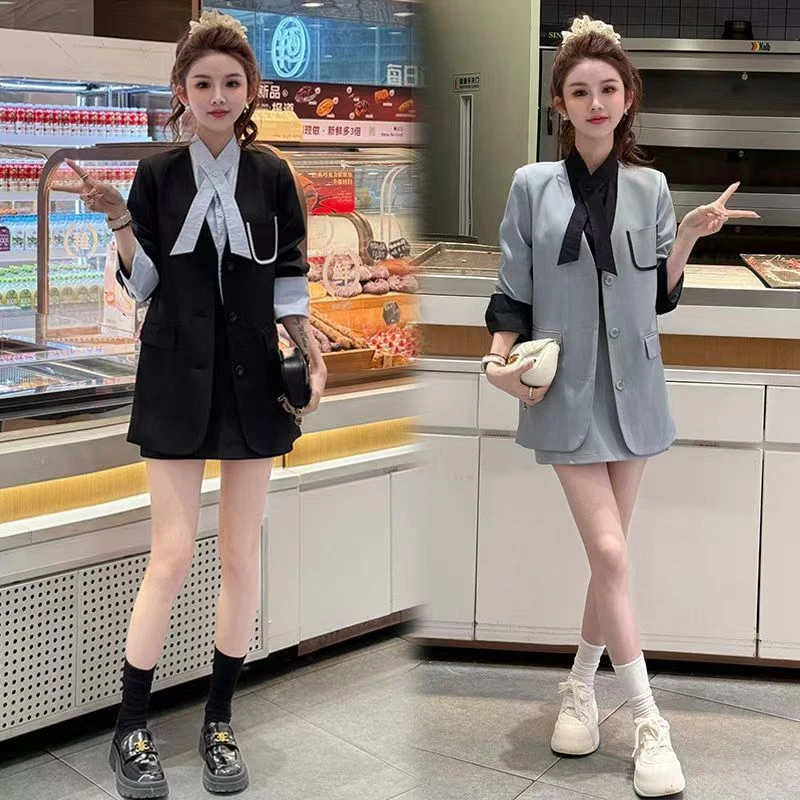 洋气时髦西装外套女秋冬新款韩式英伦风高端气质OL设计感西服套装