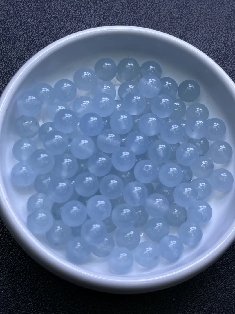 天然珠宝玉石 冰川蓝散珠Y867 8MM 30颗(赠弹力绳)