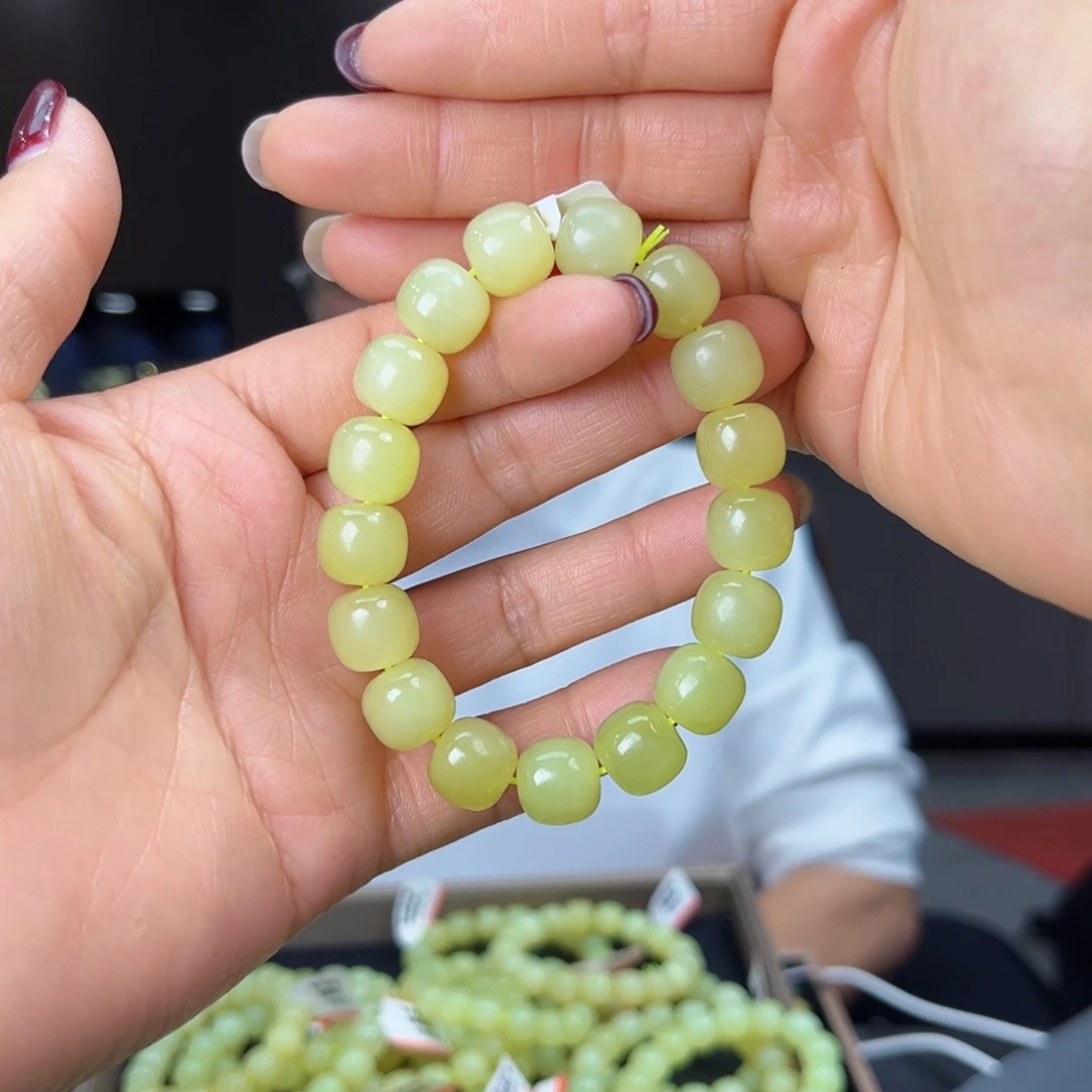 和田玉未镶嵌手串纯天然和田玉新疆若羌黄口料12