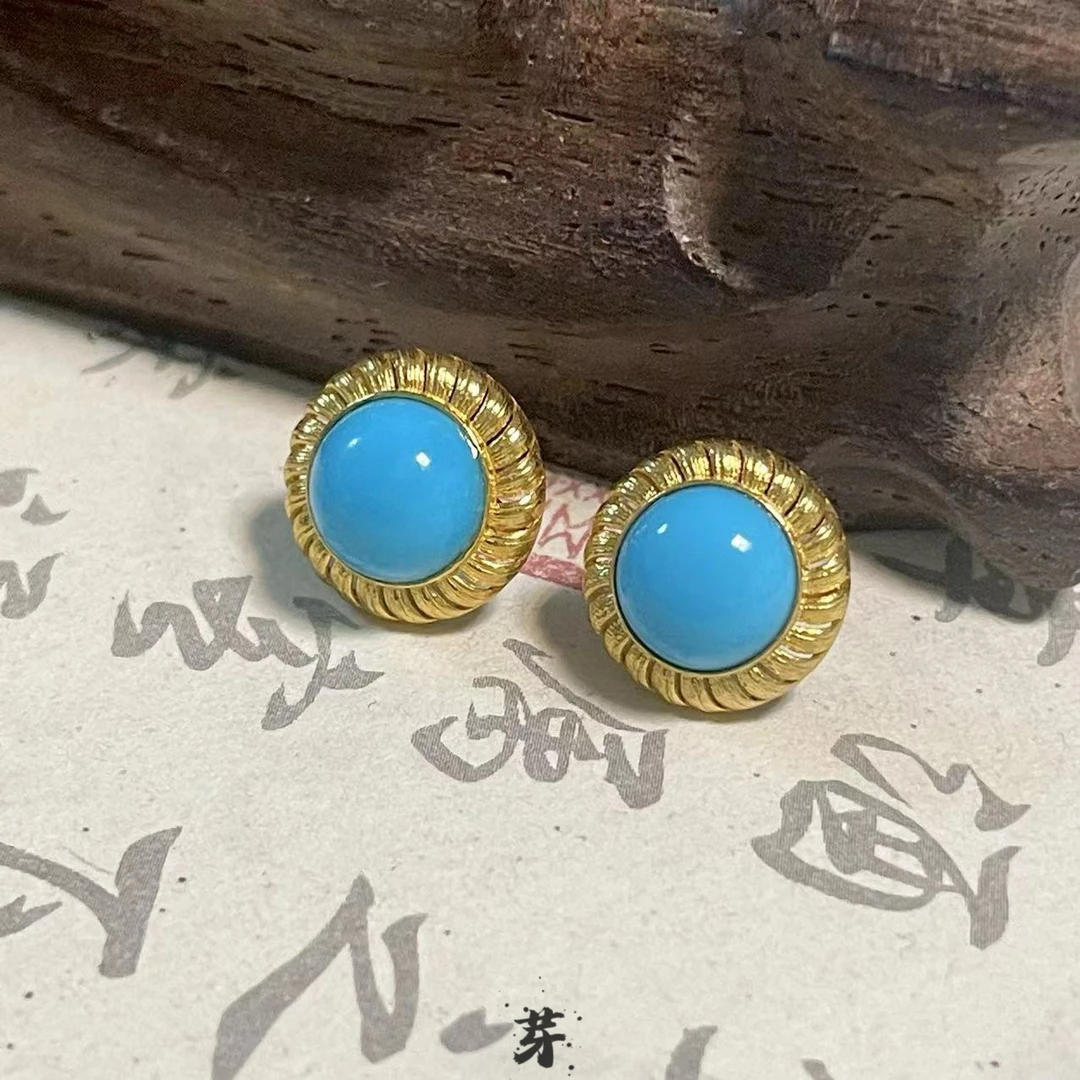 【鲸囍】美松●18K金镶嵌绿松石耳饰多样发其一#8887