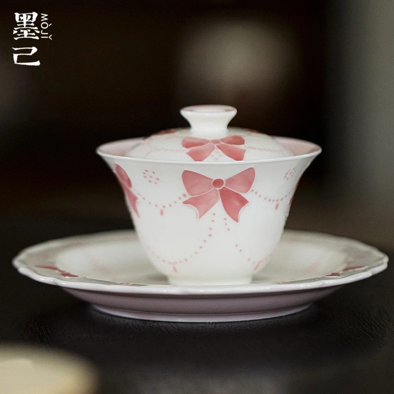 墨己 玉泥-有田烧蝴蝶结-雅修盖碗