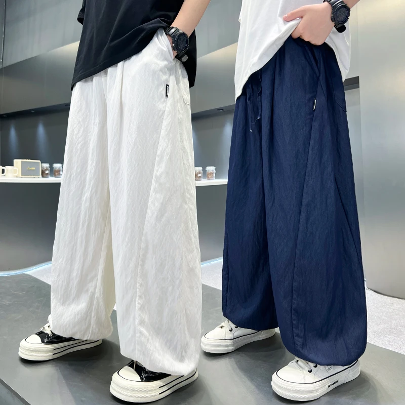 男童冰丝防蚊裤2025夏季新款中大童薄款宽松长裤休闲儿童直筒阔腿