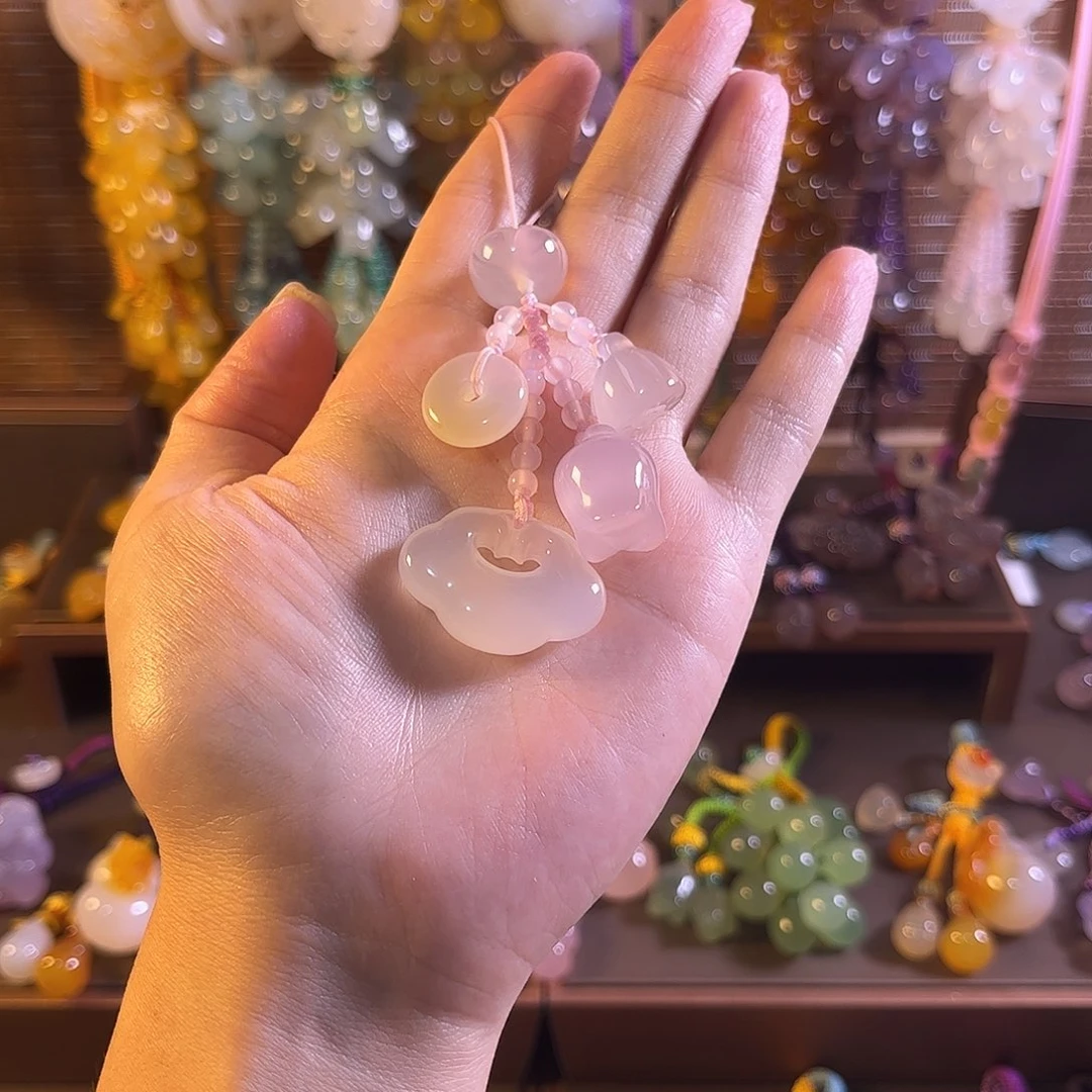 紫***开未镶嵌车挂玛瑙/玉髓手机链