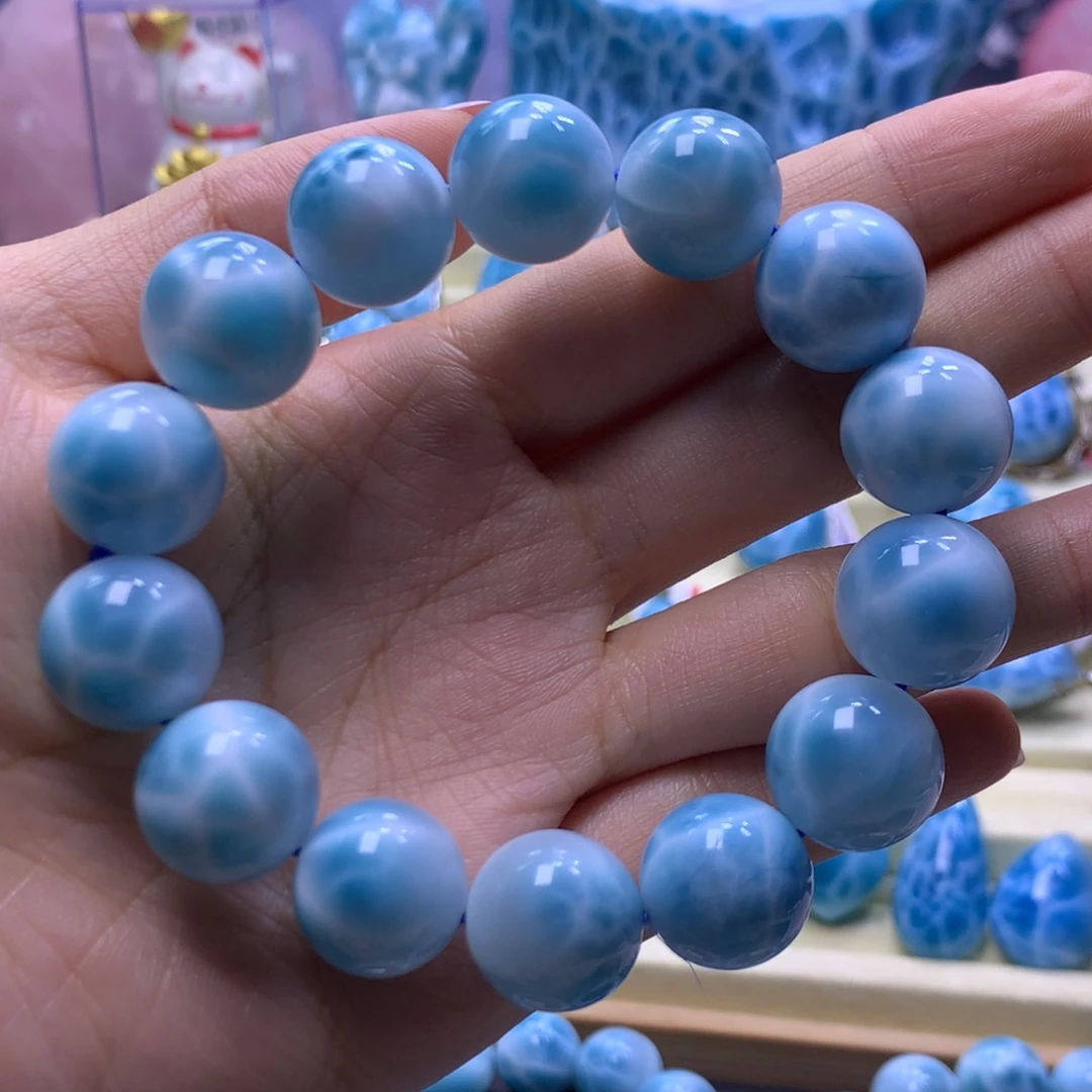 针钠钙石（海纹石）未镶嵌手串15+手串色差略异