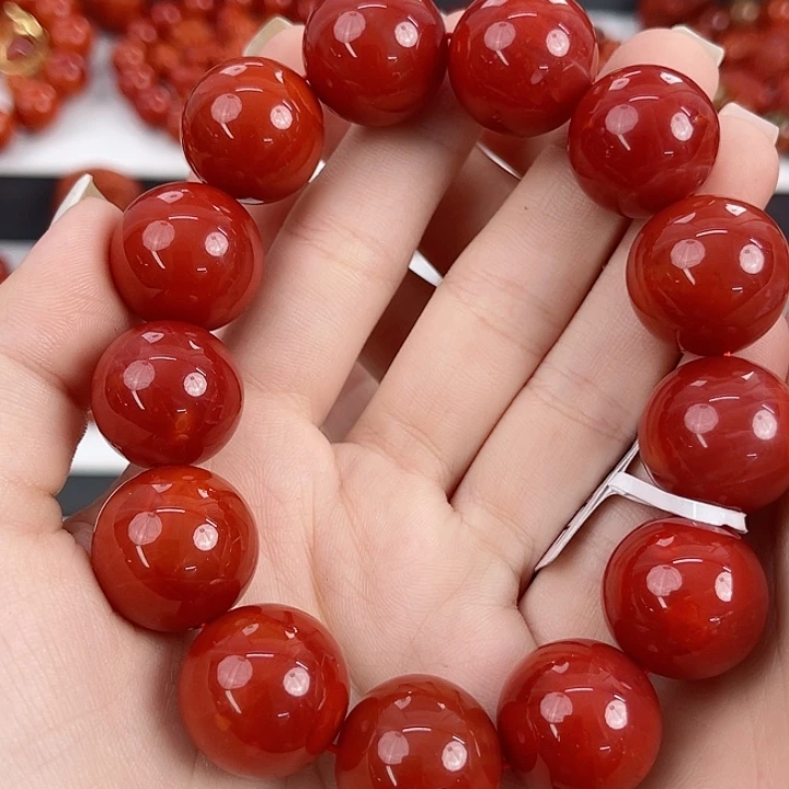南红玛瑙未镶嵌瓦西锦红18mm手串