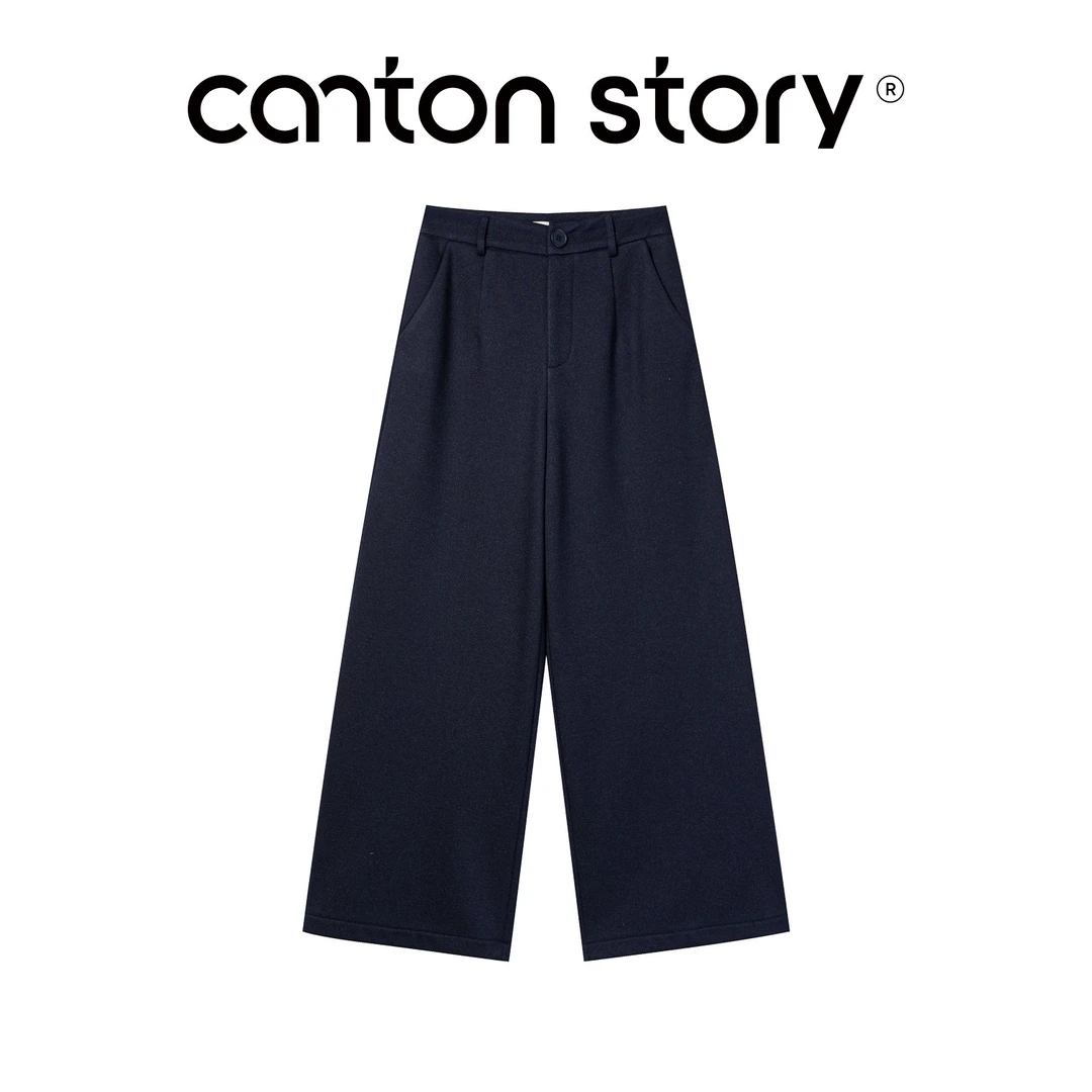 羊城故事-韩系百搭休闲裤女冬季高腰显瘦直筒阔腿裤长裤Y51155625