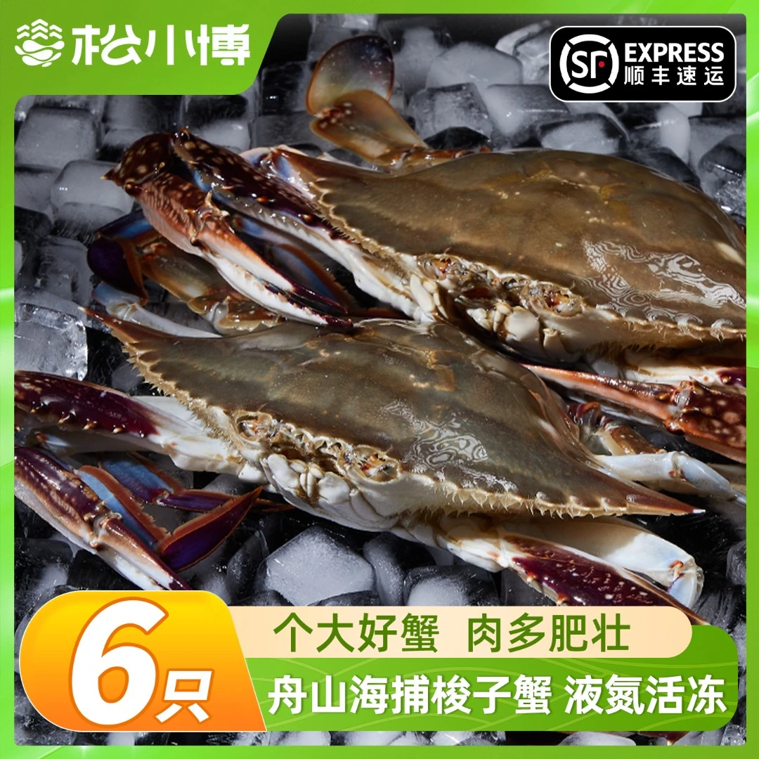 舟山梭子蟹4-6两6只鲜冻海蟹3斤飞蟹白公蟹顺丰【冻蟹】不可蒸煮