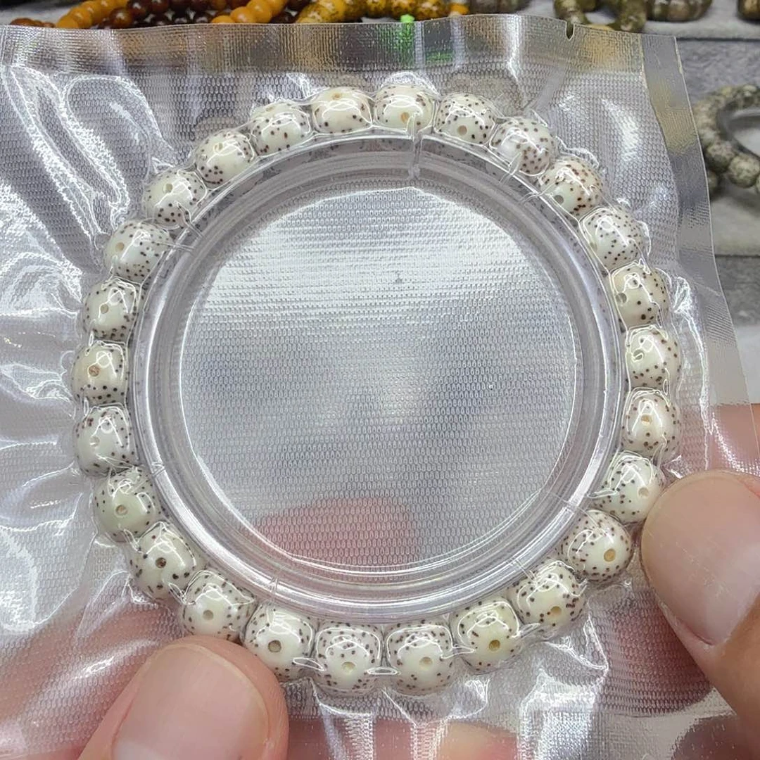 星月菩提手串62入门原脂白星月菩提单圈9×8